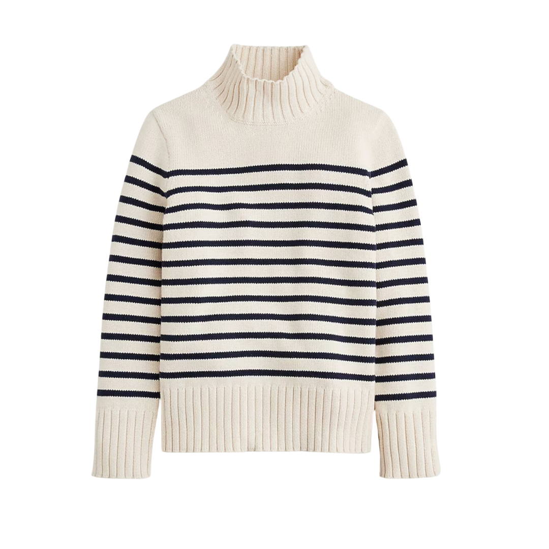 Cotton Turtleneck Sweater in Stripe