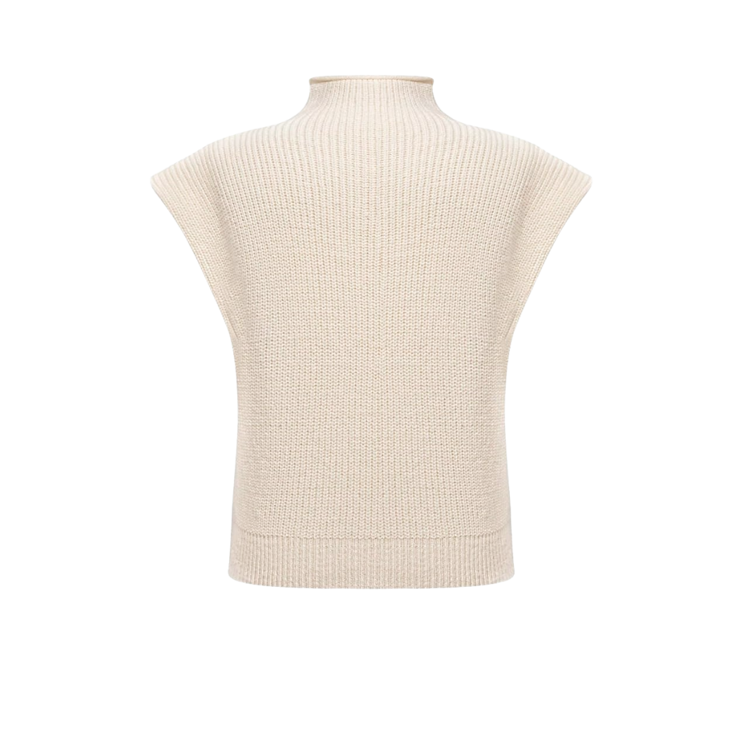 High Neck Sleeveless Knitted Pullover