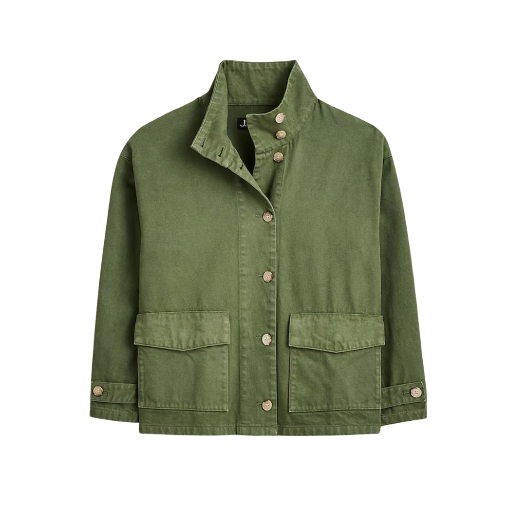 Funnelneck field jacket in heavyweight twill