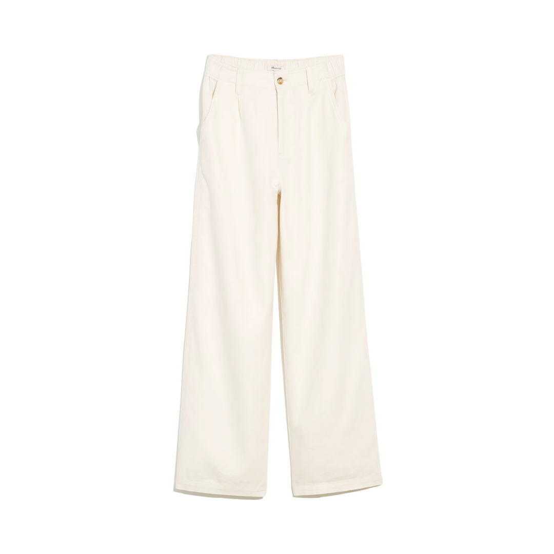 Cotton-Linen Pleated Wide-Leg Pants