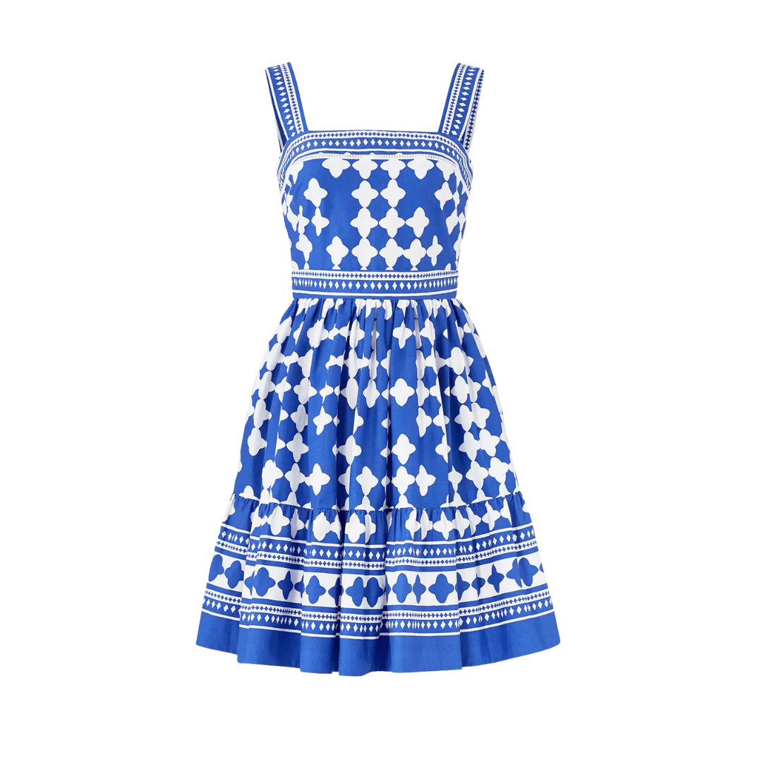 Blue Lantern Poplin Flounce Dress