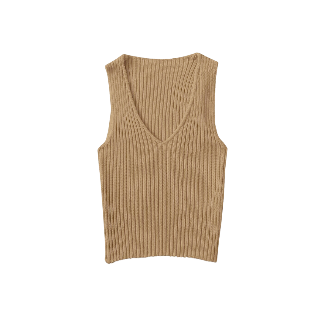 Ribbed Sleeveless Knit Top