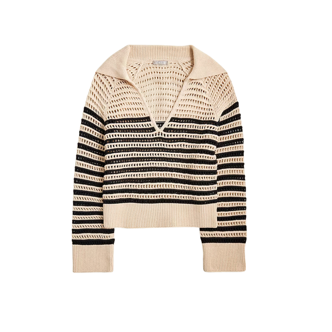 Crochet sailor-collar sweater in stripe