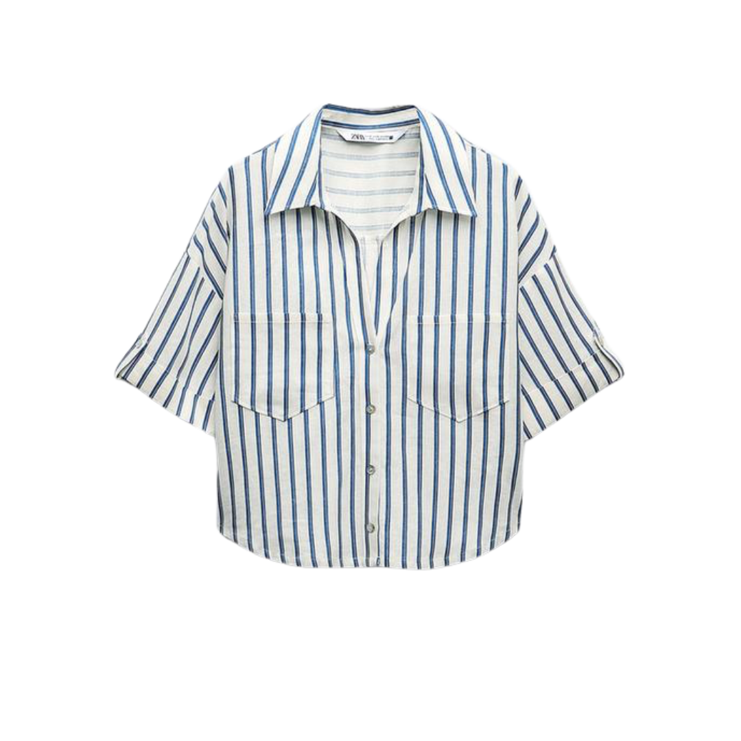 Linen Blend Striped Shirt