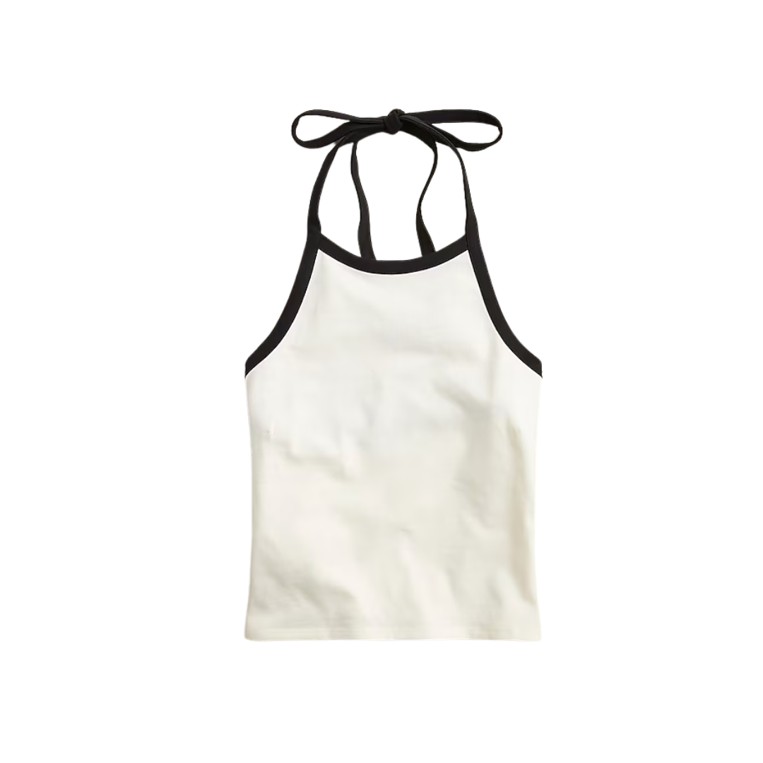 Mariner cloth halter top with contrast trim