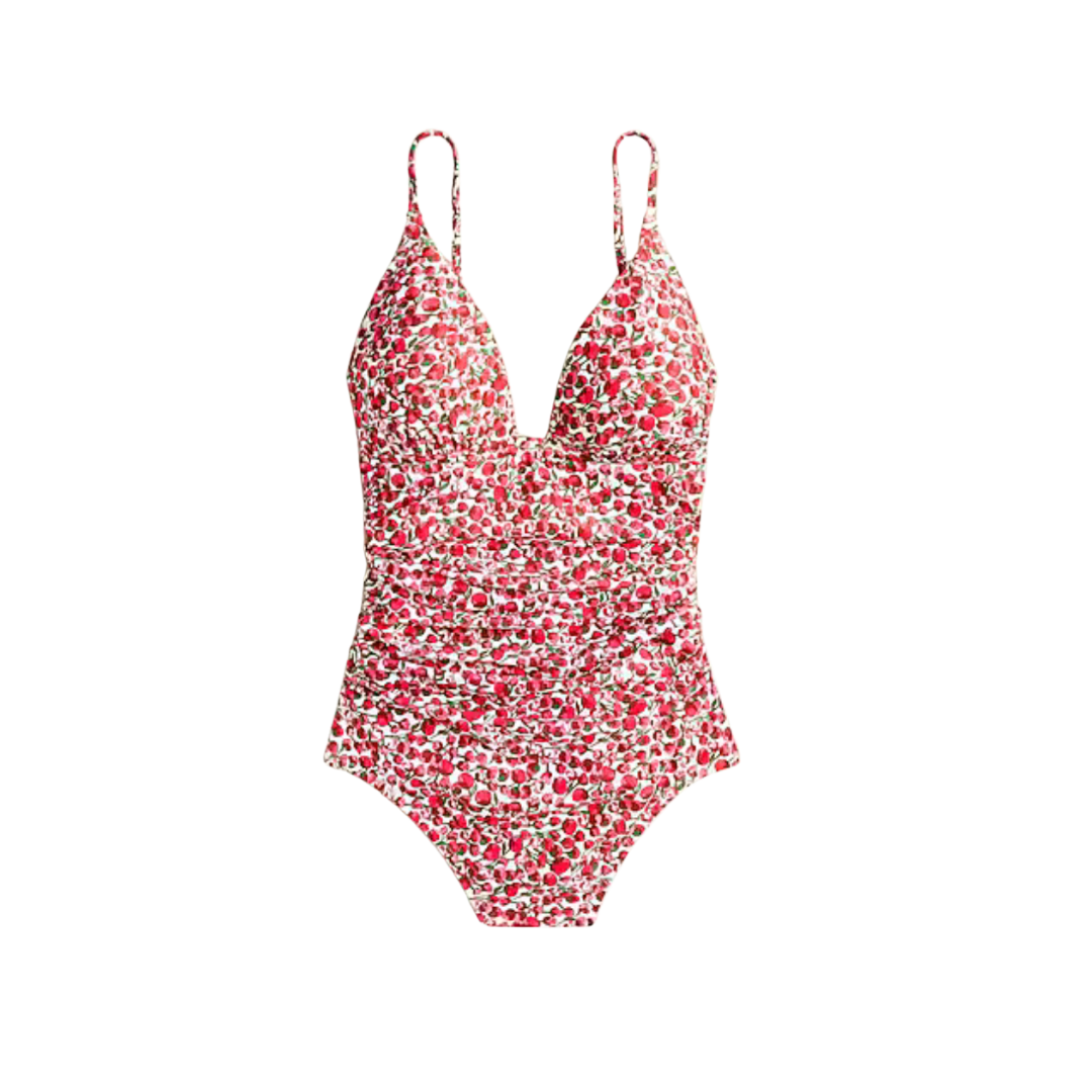 Ruched plunge one-piece swimsuit