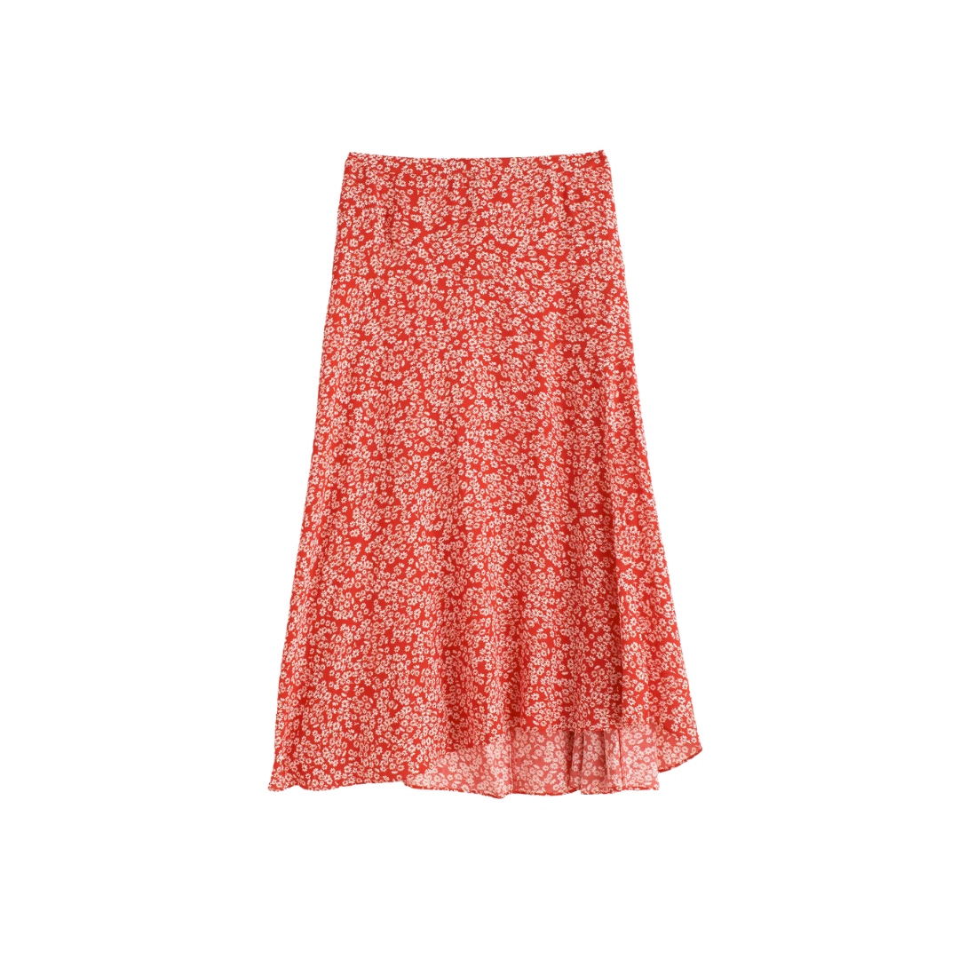 Midi Slip Skirt in Floral