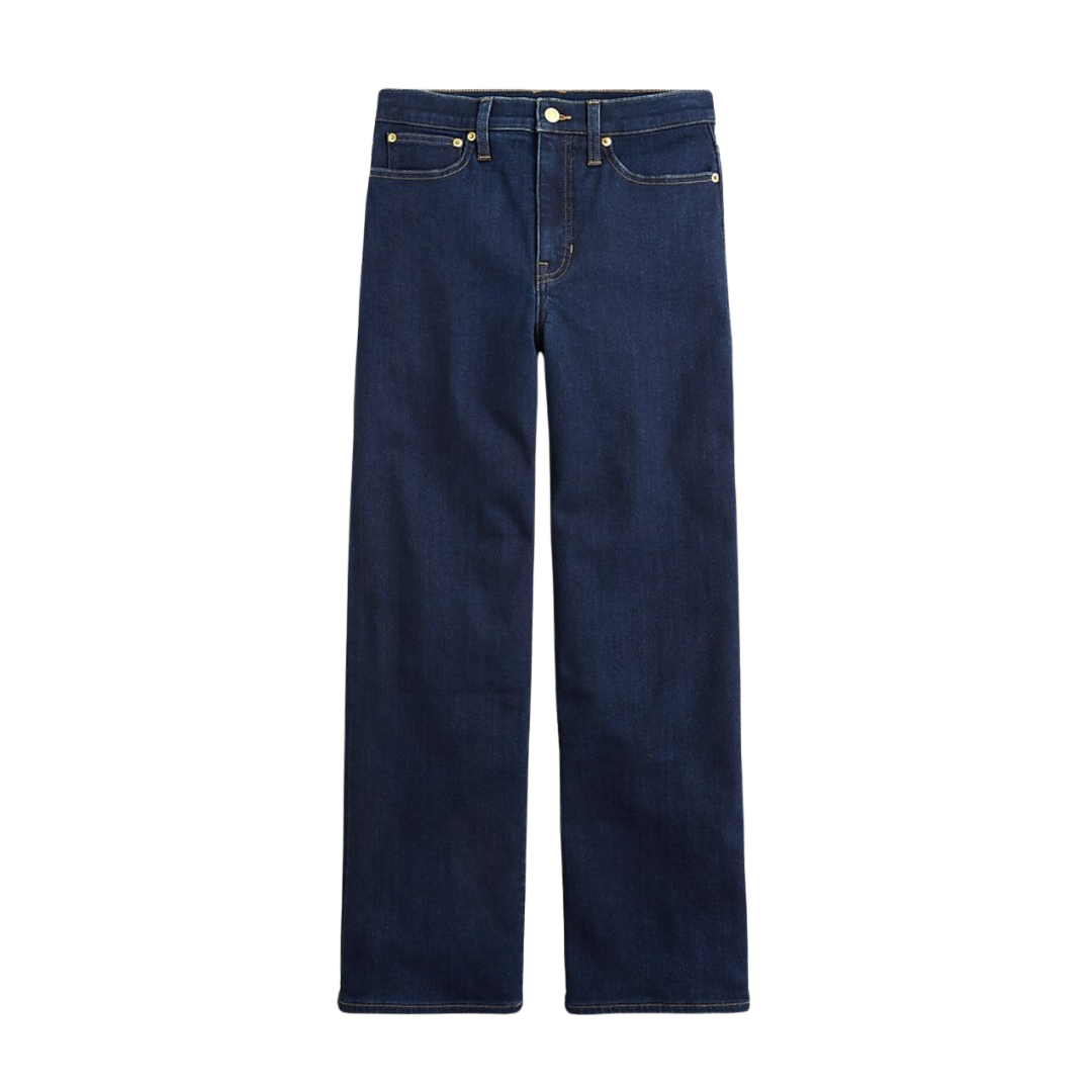 Slim wide-leg brushed back jean