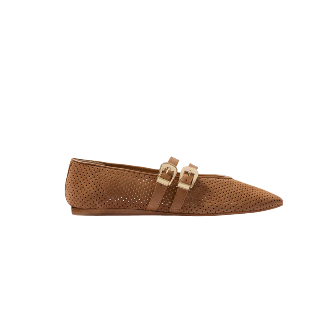 Perforatted Suede Flat