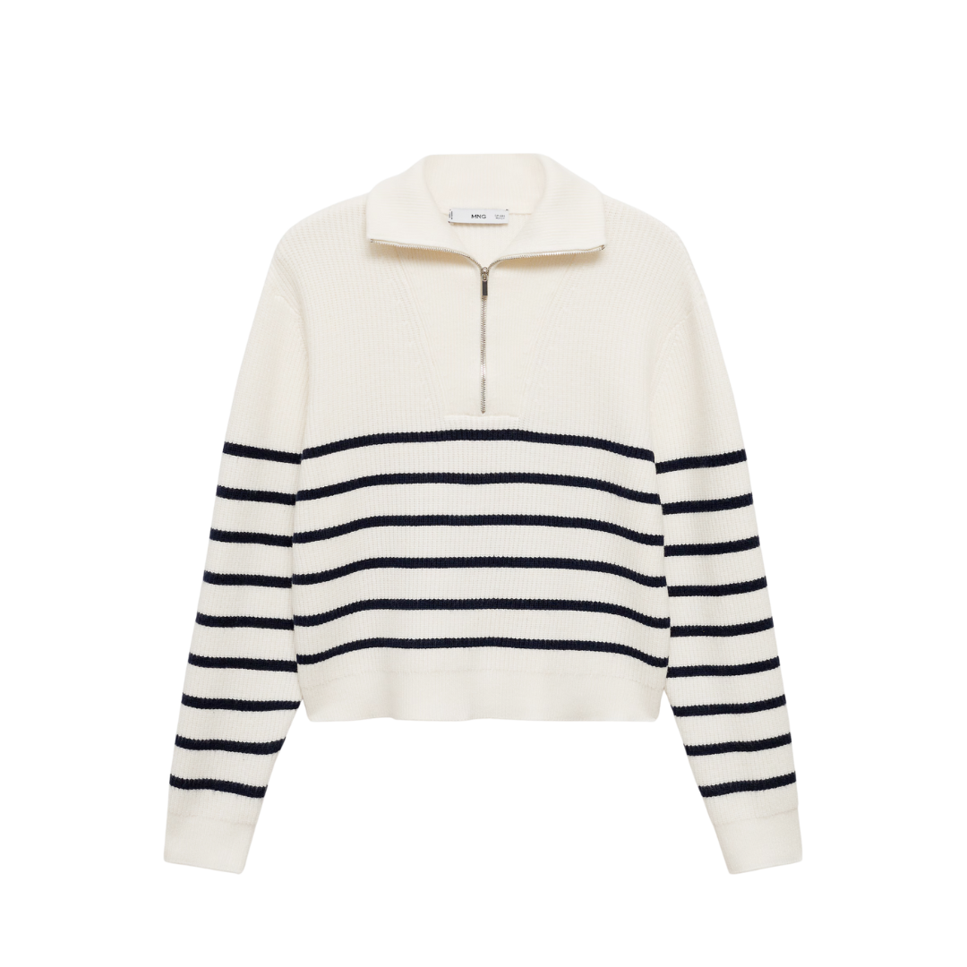 Striped sweater with zip
