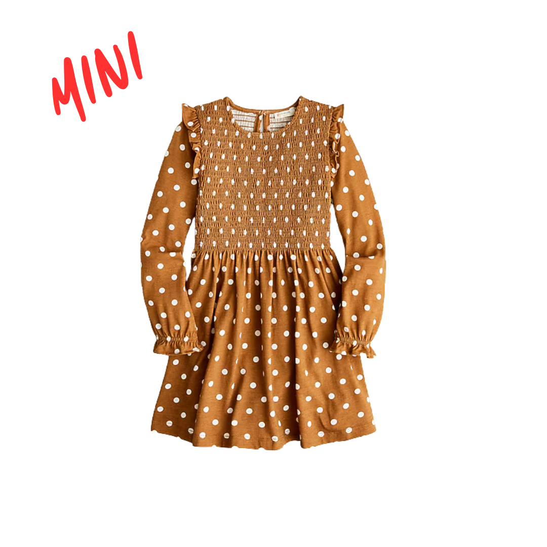 Girls' smocked long-sleeve dress