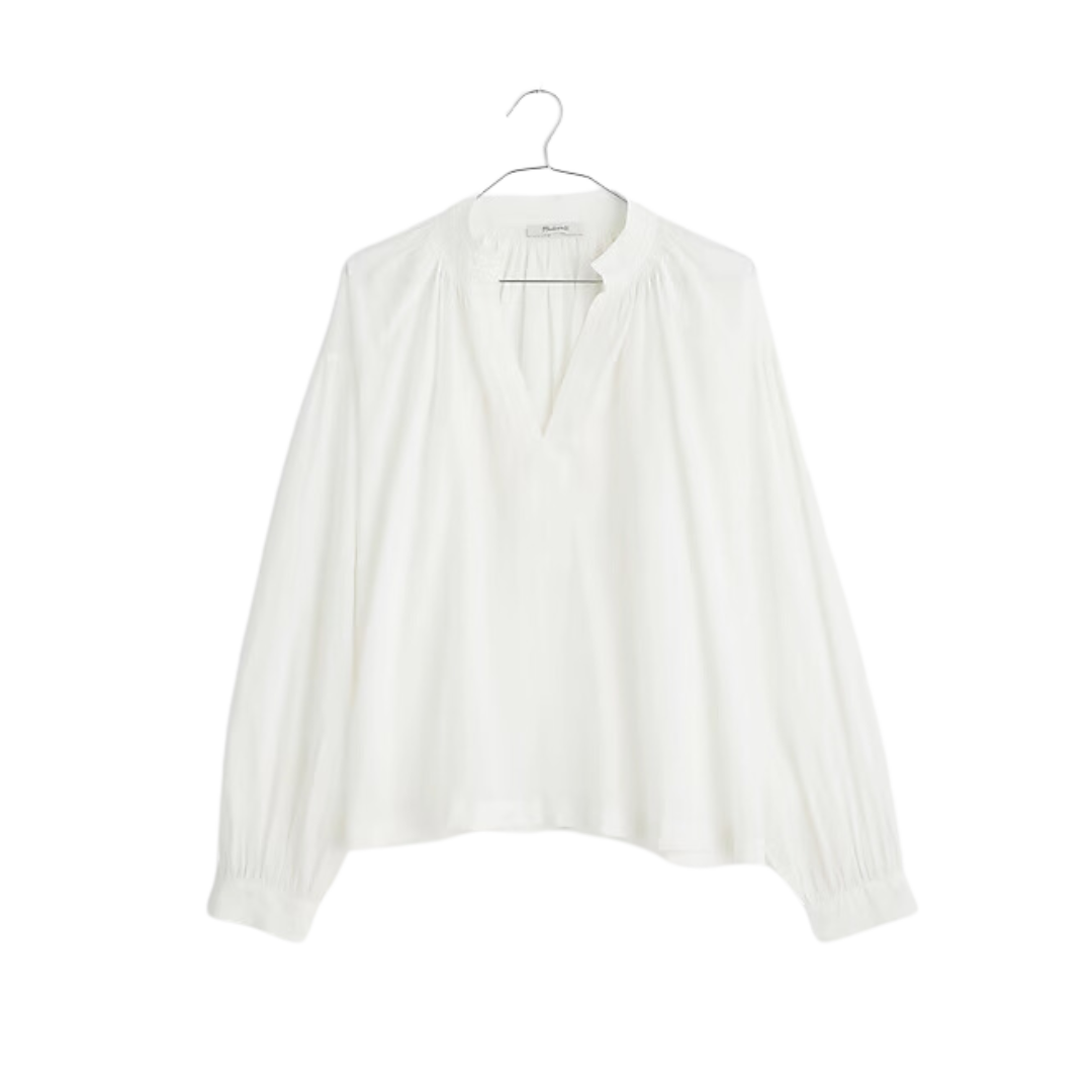 Shirred Long-Sleeve Top