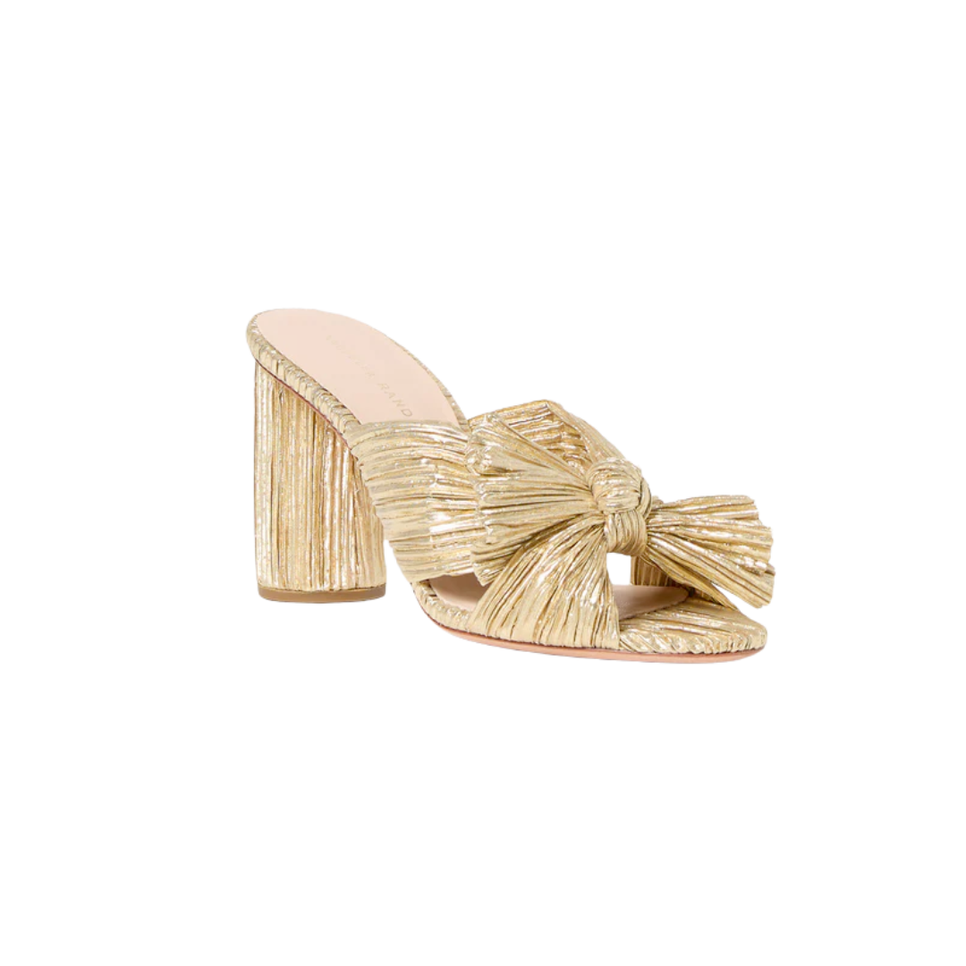 Penny Gold Pleated Bow Heel