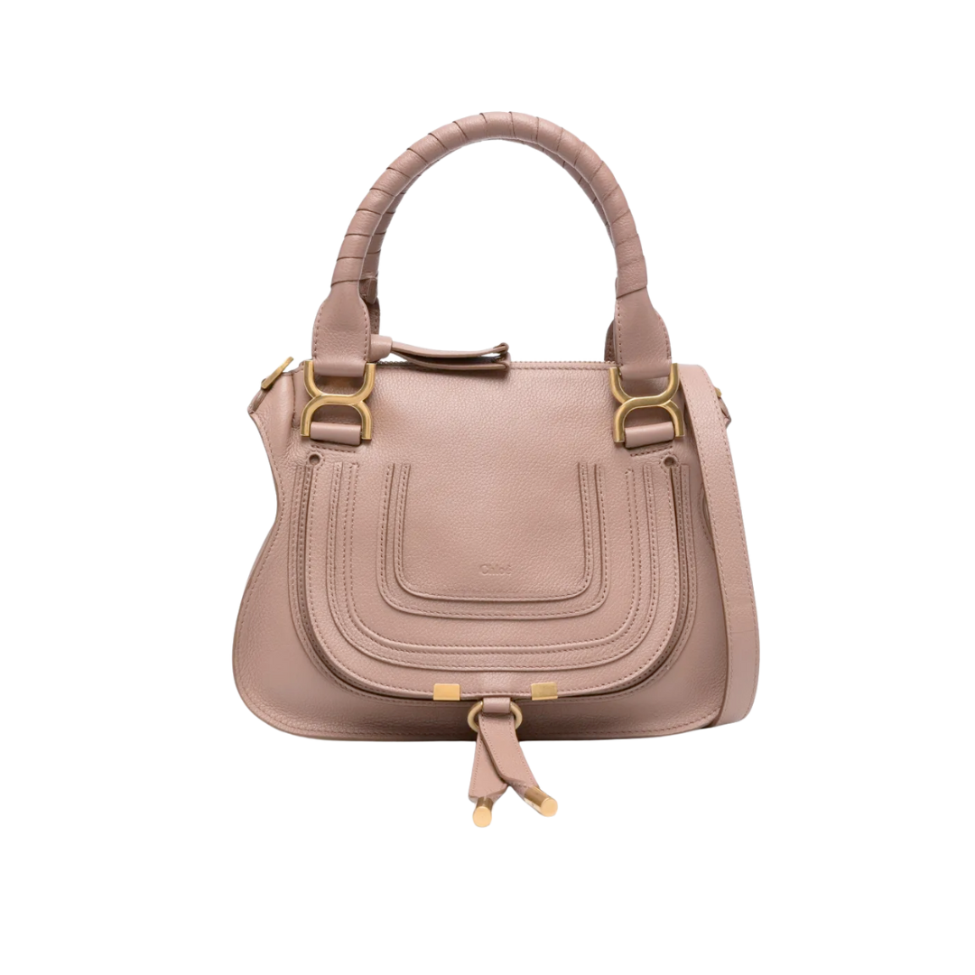 Marcie Medium Double Carry Satchel Bag in Grained Leather