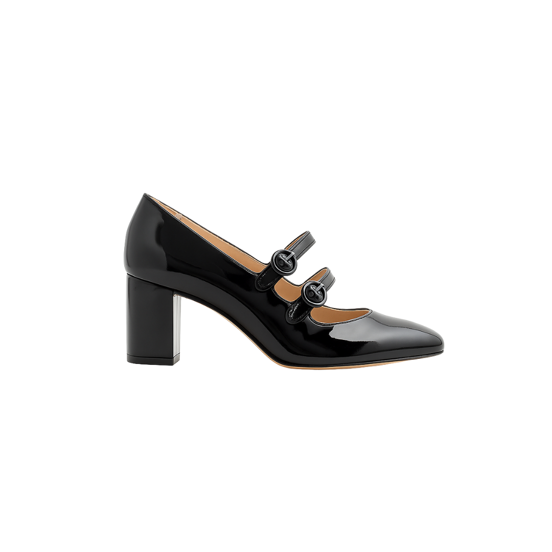Maisie double-strap heels in Italian spazzolato leather
