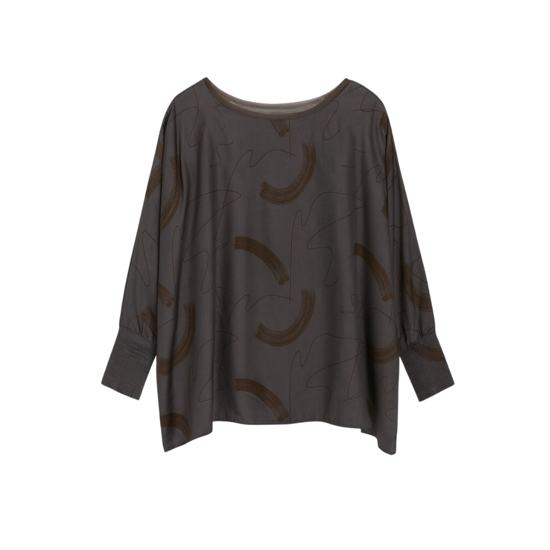 Satin Brush Print Tunic