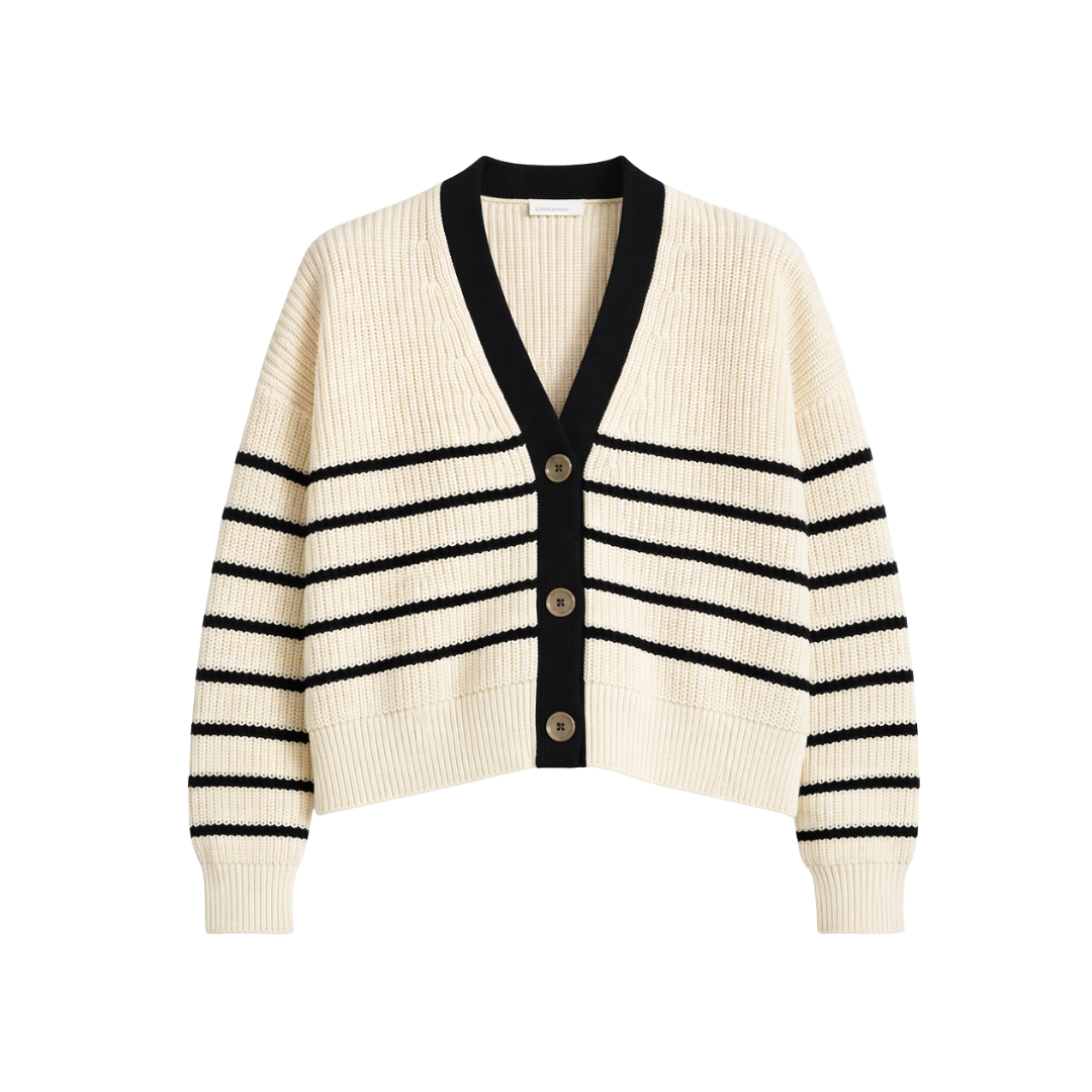 100% Organic Cotton Fisherman Boxy Cropped Cardigan