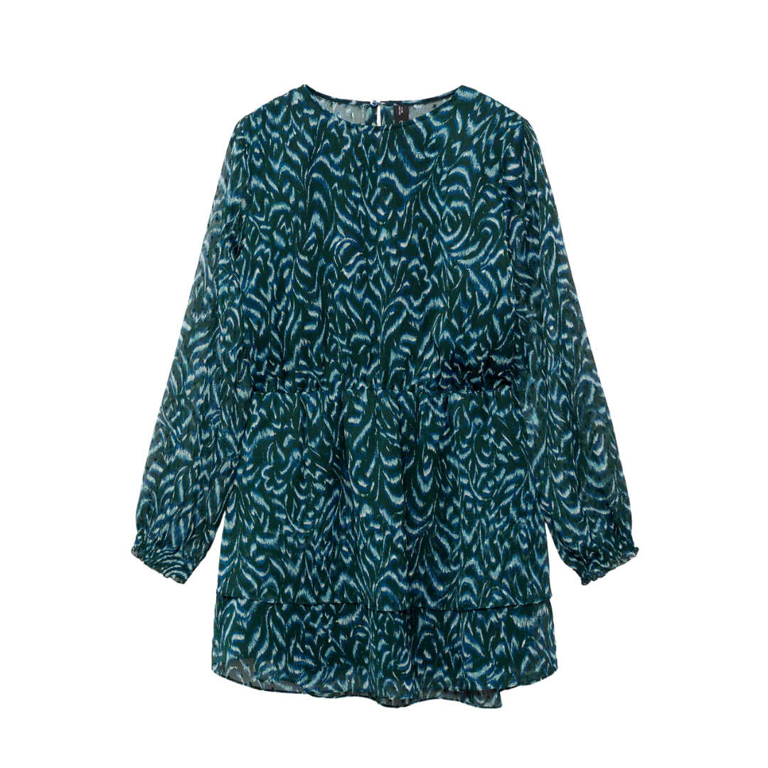 Long Sleeve Cinch Waist Dress