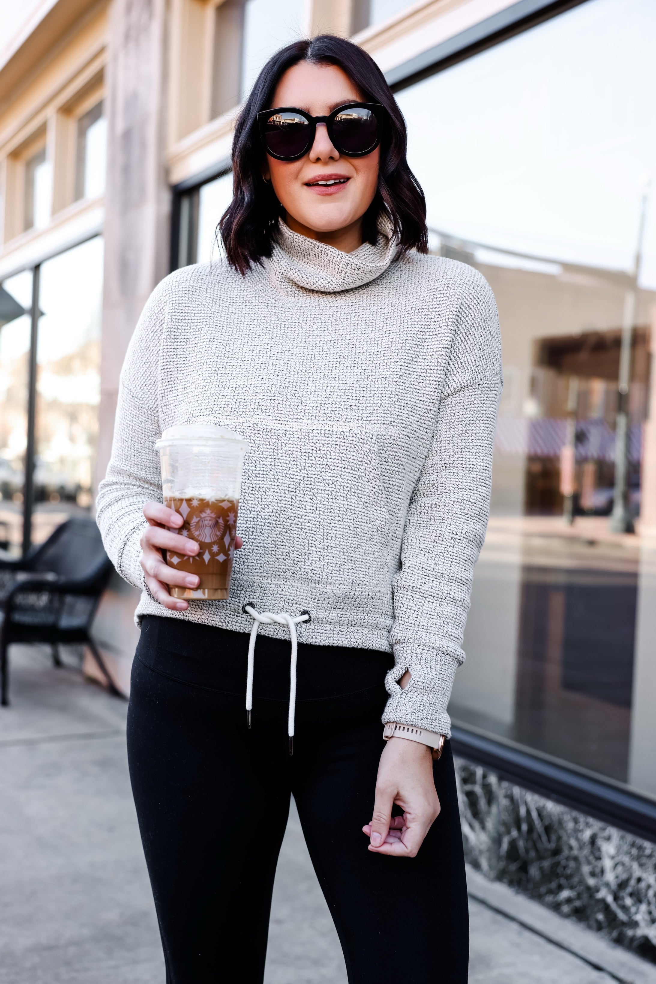 Restful Bouclé Funnel Neck Pullover